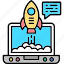 start, up, computer, launch, rocket, seo, business, online 