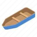 boat, cartoon, isometric, paddle, summer, water, wood