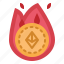 burn, coin, ethereum, digital, cryptocurrency, flame 