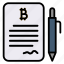 contract, bitcoin, paper, pen, signature, document, agreement, cryptocurrency, crypto 
