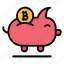 piggy, bank, bitcoin, currency, saving, investment, deposit, crypto, cryptocurrency 