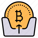 receive, bitcoin, arrow, up, crypto, currency, cryptocurrency