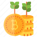 investment, bitcoin, leaf, pile, currency, cryptocurrency, crypto, growth, up