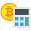 bitcoin, calculator, cryptocurrency 