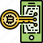 bitcoin, cryptocurrency, currency, key, mobile, security, smartphone 