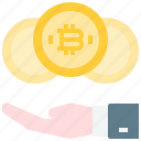 bitcoin, coin, cryptocurrency, currency, digital, hand, profit