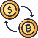 arrow, bitcoin, currency, exchange, transaction