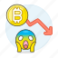 bitcoin, crypto, cryptocurrency, decrease, digital, down, frightened, graph, smiley, speculation 