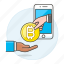 asset, bitcoins, crypto, cryptocurrency, currency, digital, mobile, pay, phone, usage, withdraw 