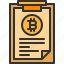 bitcoin, clipboard, cryptocurrency, file, list 