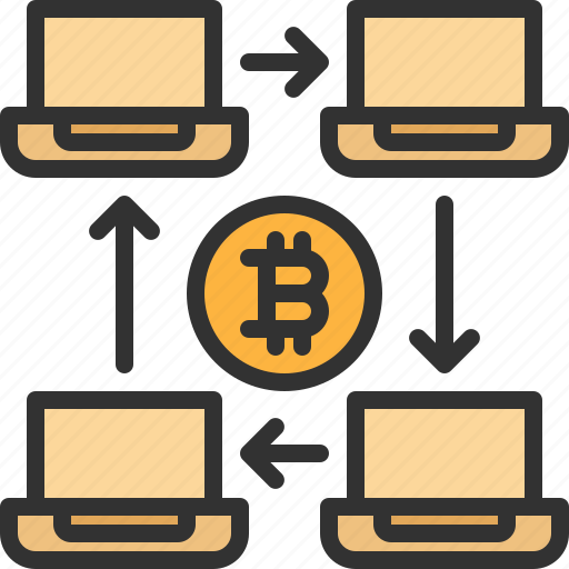 Bitcoin, cryptocurrency, laptop, network, share icon - Download on Iconfinder
