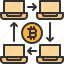 bitcoin, cryptocurrency, laptop, network, share 