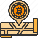 bitcoin, cryptocurrency, location, map, pin