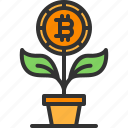bitcoin, cryptocurrency, growth, plant, profit