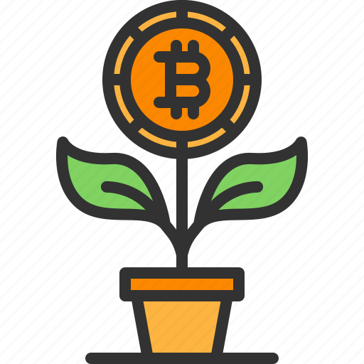 Bitcoin, cryptocurrency, growth, plant, profit icon - Download on Iconfinder