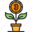 bitcoin, cryptocurrency, growth, plant, profit 