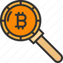 bitcoin, blockchain, cryptocurrency, magnifier, search