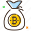 bitcoin, coin bag, cryptocurrency, money bag, sac 