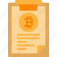 bitcoin, clipboard, cryptocurrency, file, list 