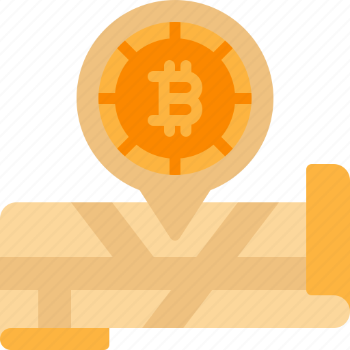 Bitcoin, cryptocurrency, location, map, pin icon - Download on Iconfinder