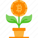 bitcoin, cryptocurrency, growth, plant, profit