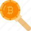 bitcoin, blockchain, cryptocurrency, magnifier, search 