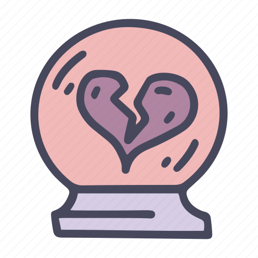 Crystal, ball, broken, heart, relationships, love, esoteric icon - Download on Iconfinder