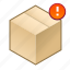 !, box, cube, exclamation mark, important, parcel, shipment 