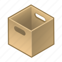 box, carry, cube, handles, parcel, with, wooden