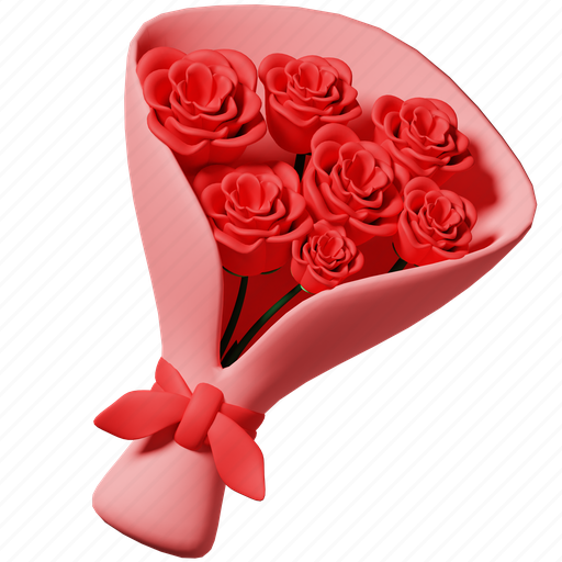Bouquet, rose, flower, gift, special, valentine’s day, marriage 3D illustration - Download on Iconfinder