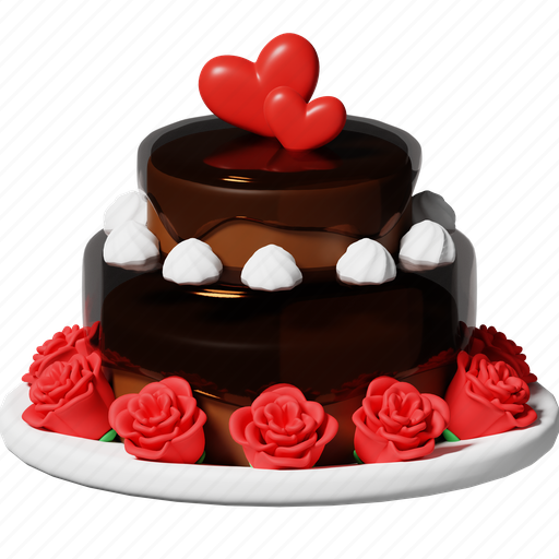 Cake, wedding cake, flower, special, sweet, valentine’s day, marriage 3D illustration - Download on Iconfinder