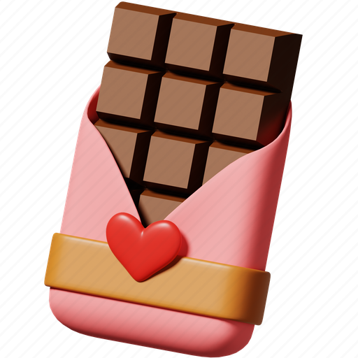 Chocolate, chocolate bar, sweet, gift, special, valentine’s day, marriage 3D illustration - Download on Iconfinder