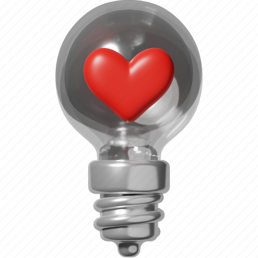 Love lamp, lamp, light, idea, bulb, valentine’s day, marriage 3D illustration - Download on Iconfinder