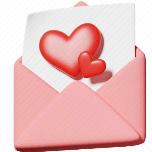 Love letter, message, email, envelope, notification, valentine’s day, marriage 3D illustration - Download on Iconfinder