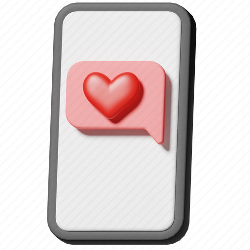 Love message, chat, online, mobile phone, chatting, valentine’s day, marriage 3D illustration - Download on Iconfinder
