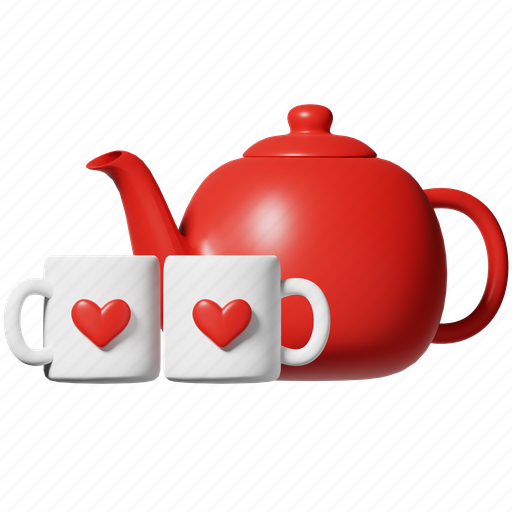 Teapot, tea, drink, dating, mug, valentine’s day, marriage 3D illustration - Download on Iconfinder