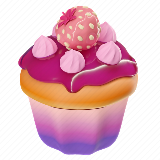 Cupcake, blueberry, jam, cake, bakery, sweet, dessert 3D illustration - Download on Iconfinder