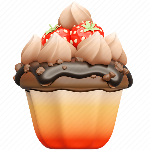 Cupcake, chocolate, chip, cappuchino, strawberry, cheesecake, cake 3D illustration - Download on Iconfinder