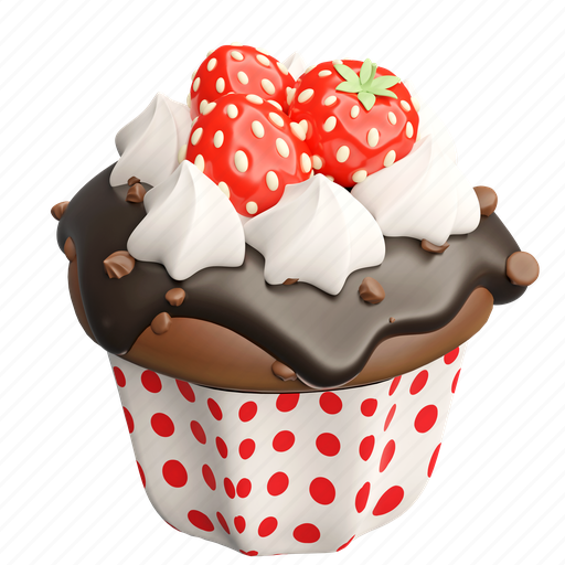 Cupcake, chocolate, chip, strawberry, tripple, cheesecake, cake 3D illustration - Download on Iconfinder
