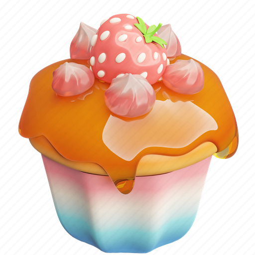 Honey, lamon, cupcake, strawberry, jelly, cake, bakery 3D illustration - Download on Iconfinder