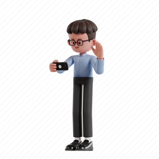 Call, 3d character, 3d illustration, 3d render, 3d businessman, glasses, curly hair 3D illustration - Download on Iconfinder