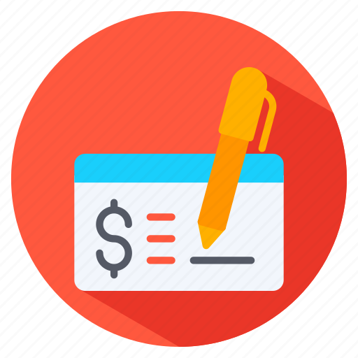 Check, dollar sign, ink pen, signature icon - Download on Iconfinder