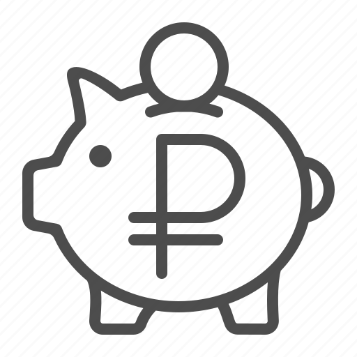 Piggy bank, rouble, ruble, savings icon - Download on Iconfinder