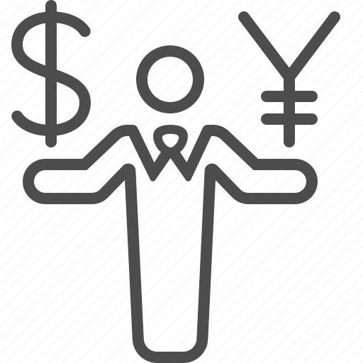 Businessman, currency, dollar, exchange rate, money, yen, yuan icon - Download on Iconfinder
