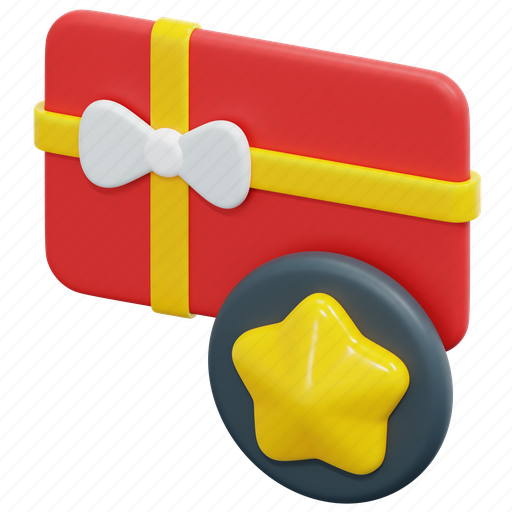 Gift, card, customer, loyalty, star, coupon, 3d icon - Download on Iconfinder