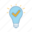 approved, business strategy, checkmark, idea, light bulb, solution, verified 
