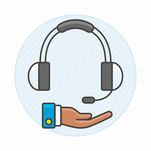 Center, customer, support, headphone, call, hand, headset icon - Download on Iconfinder