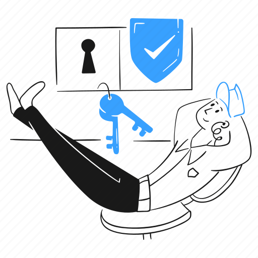 Security, lock, guard, man, shield, check, key illustration - Download on Iconfinder