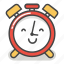alarm, clock, emoji, happy, minute, smile, time 