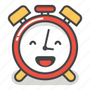 alarm, clock, emoji, happy, laugh, minute, time